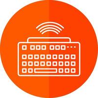 Wireless Keyboard Line Red Circle Icon vector