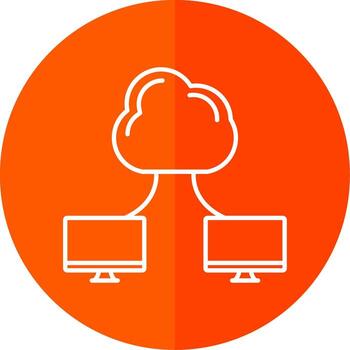 Cloud Computing Line Red Circle Icon vector