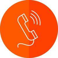 Phone Call Line Red Circle Icon vector