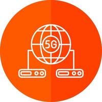Big Data Line Red Circle Icon vector