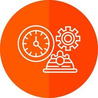 Working Hours Line Red Circle Icon vector