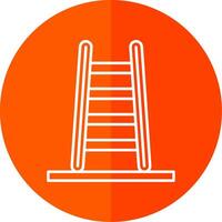 Step Ladder Line Red Circle Icon vector