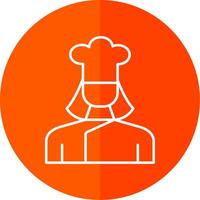 Lady Chef Line Red Circle Icon vector