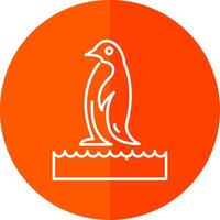 Penguin Line Red Circle Icon vector