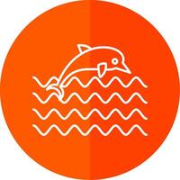 delfín línea rojo circulo icono vector