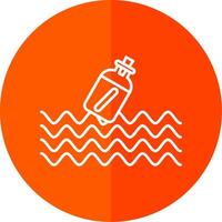 Message In A Bottle Line Red Circle Icon vector