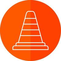 Traffic Cone Line Red Circle Icon vector