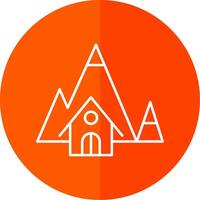 Mountain House Line Red Circle Icon vector