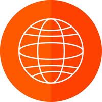 Globe Line Red Circle Icon vector