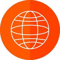 Globe Line Red Circle Icon vector