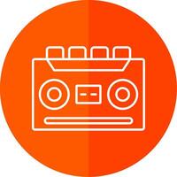 Cassette Recorder Line Red Circle Icon vector