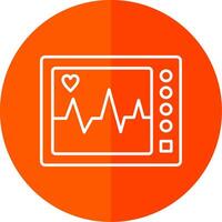 ECG Machine Line Red Circle Icon vector