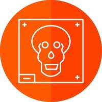 Skull X - ray Line Red Circle Icon vector