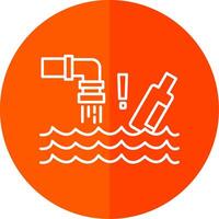 Water Pollution Line Red Circle Icon vector