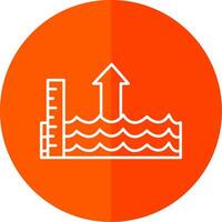 Sea Level Rise Line Red Circle Icon vector