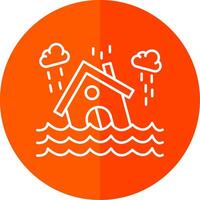 Flood Line Red Circle Icon vector