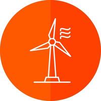 Wind Turbine Line Red Circle Icon vector