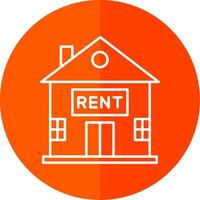 House for Rent Line Red Circle Icon vector