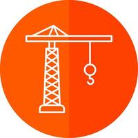 Tower Crane Line Red Circle Icon vector