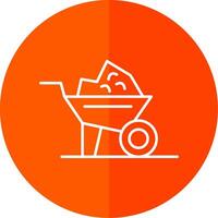 Wheelbarrow Line Red Circle Icon vector