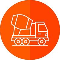 Concrete Mixer Truck Line Red Circle Icon vector