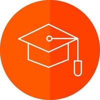 Graduate Hat Line Red Circle Icon vector