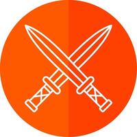 Two Swords Line Red Circle Icon vector