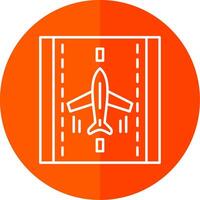Landing Airplane Line Red Circle Icon vector