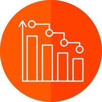 Bar Chart Line Red Circle Icon vector