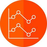 Line Chart Line Red Circle Icon vector