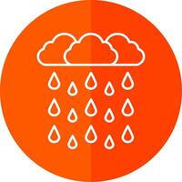 Heavy Rain Line Red Circle Icon vector