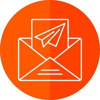 Paper Plane Line Red Circle Icon vector