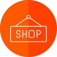 Shop Sign Line Red Circle Icon vector