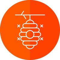 Beehive Line Red Circle Icon vector