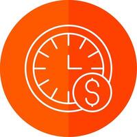 hora es dinero línea rojo circulo icono vector