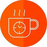 café hora línea rojo circulo icono vector