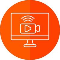 Live Stream Line Red Circle Icon vector