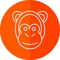 Monkey Line Red Circle Icon vector