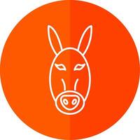 Donkey Line Red Circle Icon vector