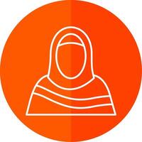 Moslem Woman Line Red Circle Icon vector