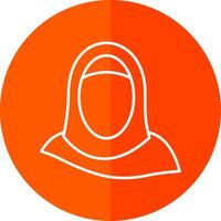 Hijab Line Red Circle Icon vector