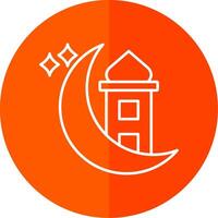Ramadan Line Red Circle Icon vector
