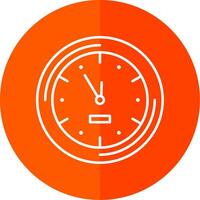 Wall Clock Line Red Circle Icon vector