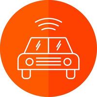 Autonomous Car Line Red Circle Icon vector