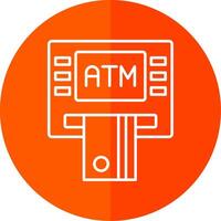 Atm Machine Line Red Circle Icon vector