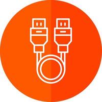 Usb Cable Line Red Circle Icon vector