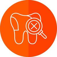 Unhealthy Tooth Line Red Circle Icon vector