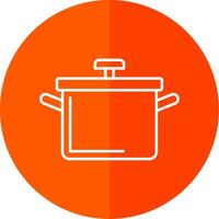 Cooking Pot Line Red Circle Icon vector