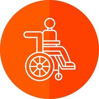 Disabled Person Line Red Circle Icon vector