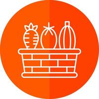 Vegetable Basket Line Red Circle Icon vector